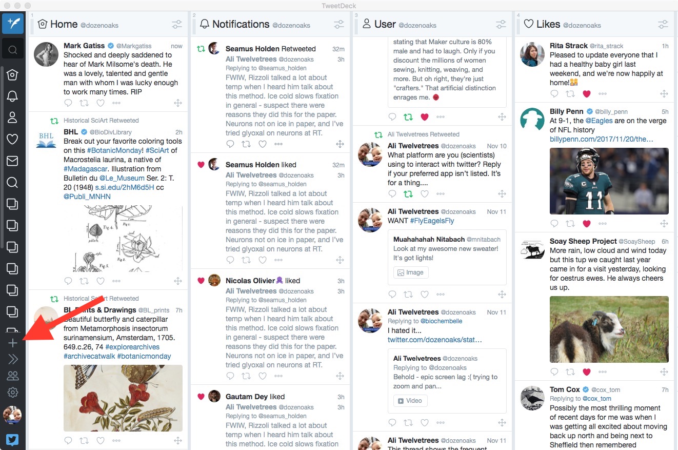 Fig 1. My tweetdeck window